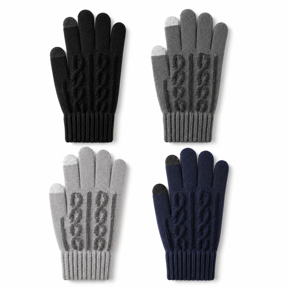 Touchscreen Compatible Touchscreen Gloves Jacquard Knit Hermal Gloves New Winter Gloves  For Men