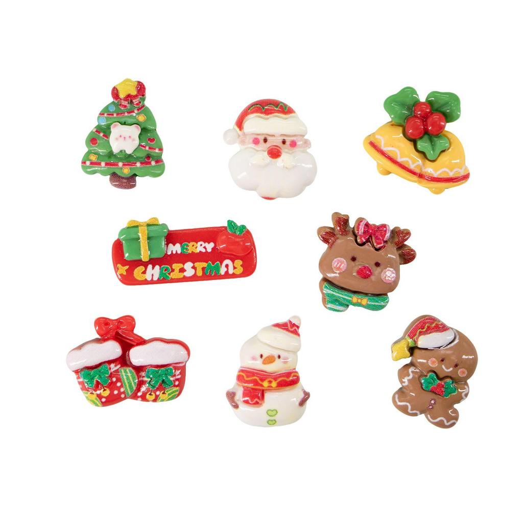 Christmas Santa Claus Bells Resin DIY Hair Clips & Refrigerator Magnets