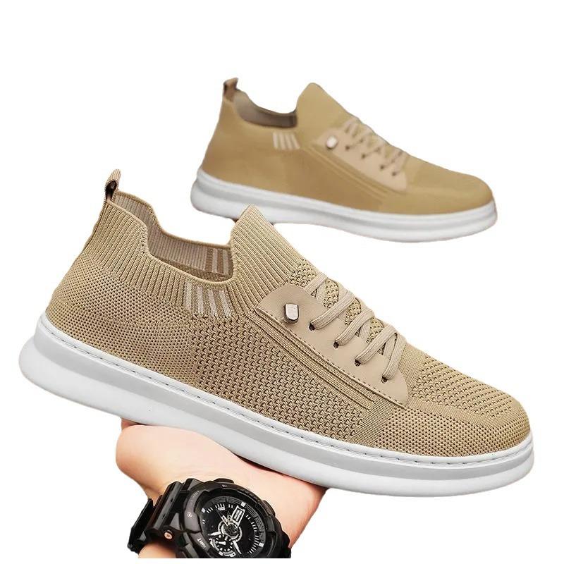 Men's Mesh Spring Fly-woven Surface Trend Board Shoes Breathable One-pedal Soft-soled Casual Shoes Running Shoes