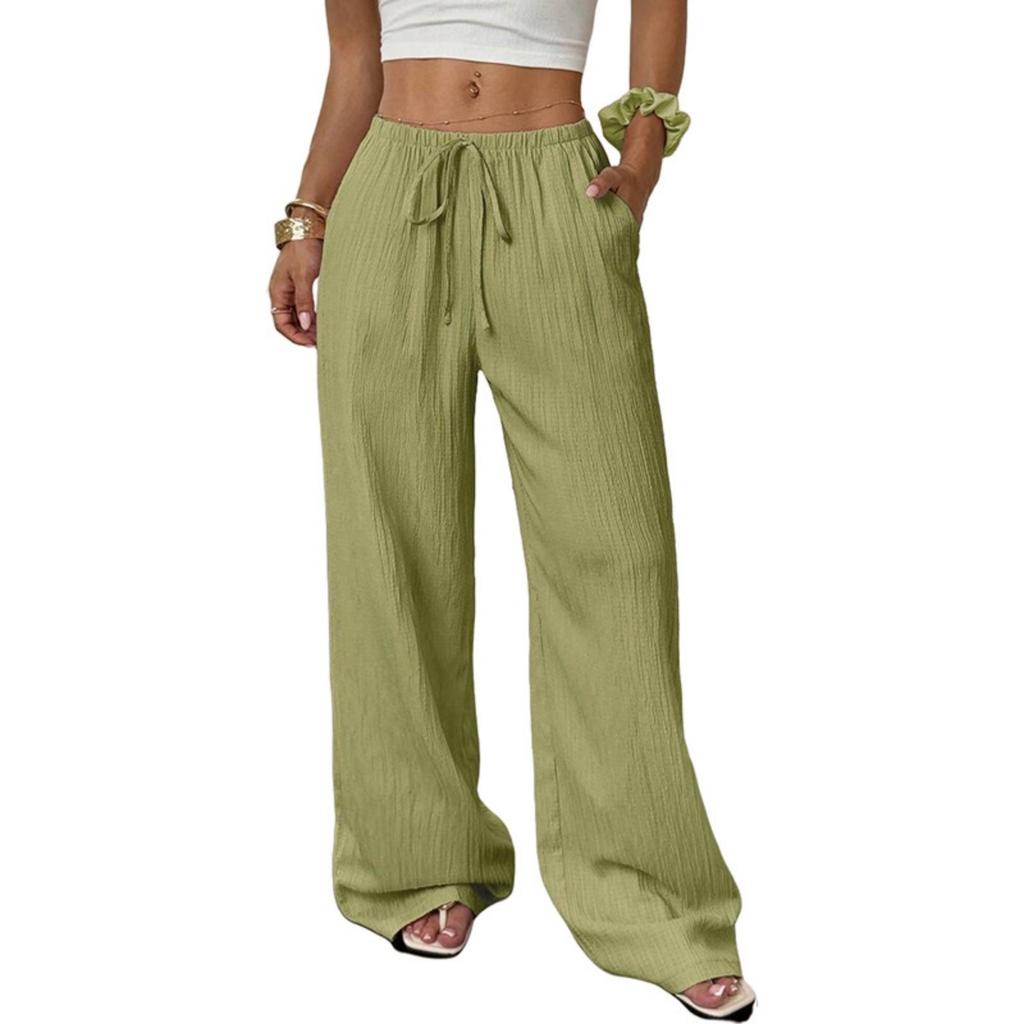 Fashion Women's Versatile Drawstring Casual Solid Color Pleated Wide-leg Pants For Women