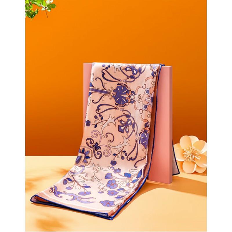 100% Mulberry Silk Square Scarf Double-sided Print Light Luxury Shawl Women Mom Fashion Accessory