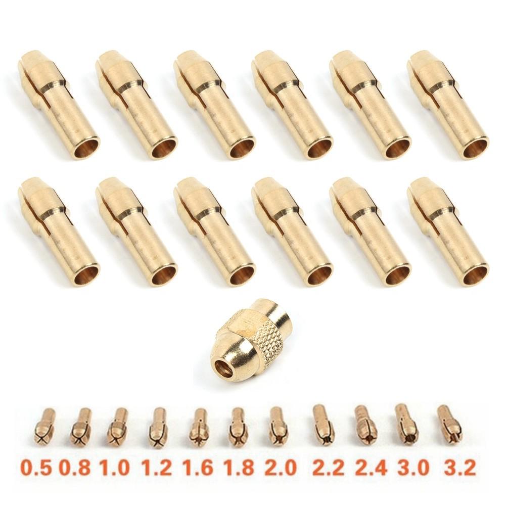 12pcs Brass Chuck Collet M8*0.75 Rotary Tools Toolholding Shank Drill Bits