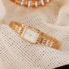 No gift box New fashion small square bag mixed scale steel strap quartz watch   butterfly bracelet 2 sets