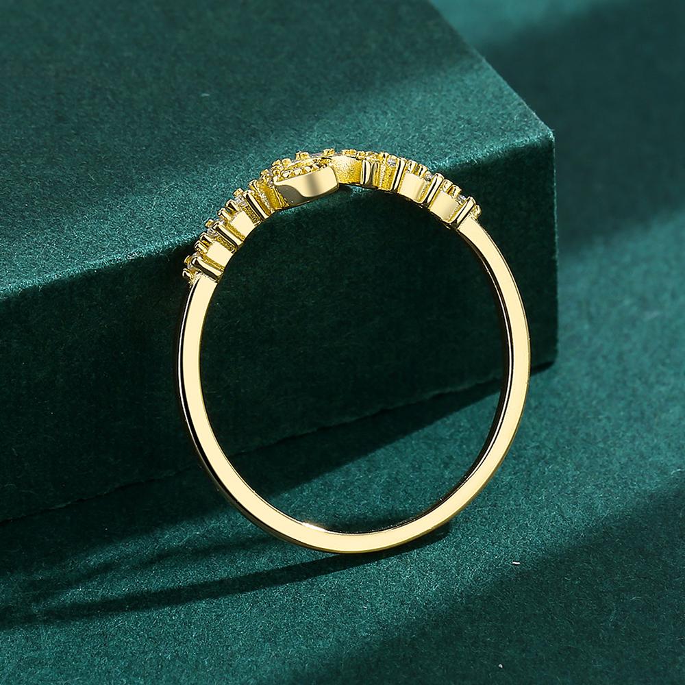 Clássico 925 Prata Esterlina Linda Lua Empilhável Ouro CZ Anéis de Dedo para Mulheres Minimalista Jóias Finas Anel de Casamento Nupcial