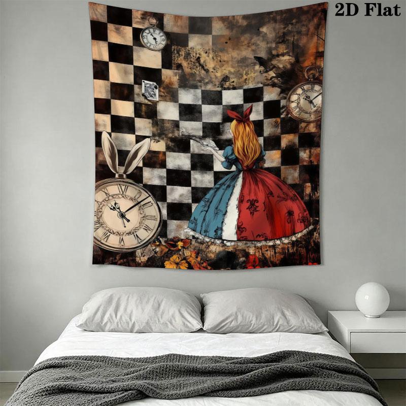 Alice Wonderland Hush Wall Hanging Printed Fabric Blanket Decorative Tapestries for Bedroom Living Room Home Decor
