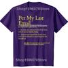 Lustige Definition Laut meiner letzten E-Mail Büro T-Shirts Herren Damen Mode Lässiges T-Shirt 100% Baumwolle Locker Übergröße T-Shirt