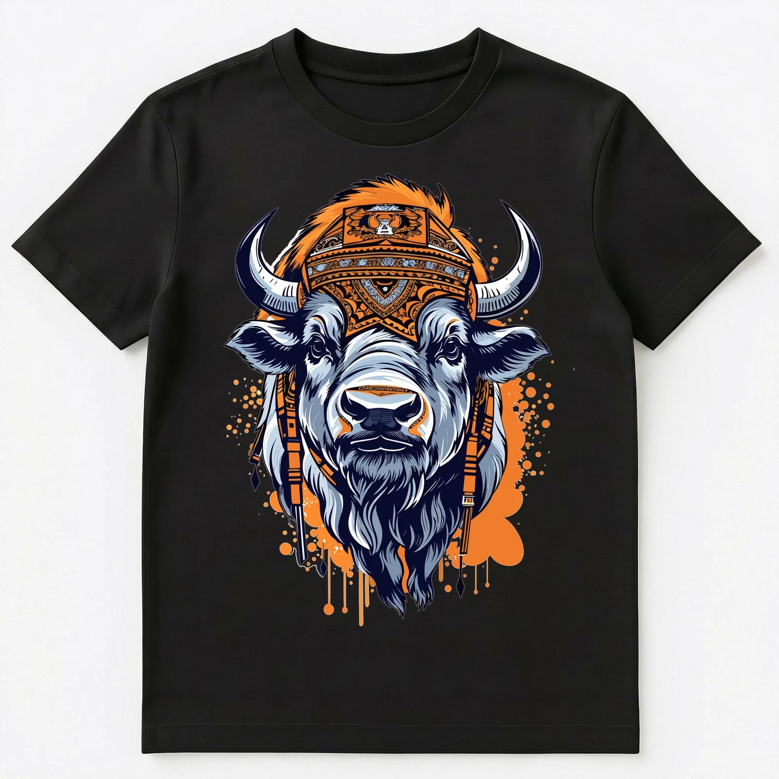 Buffalo With An Abstract Decorative Design Graphic Unisex T-Shirt M