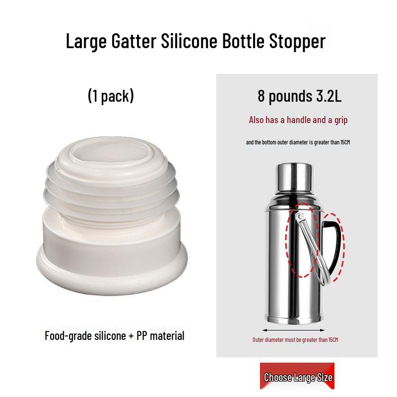 Insulated Thermos Lid with Silicone Cork and Wooden Top for Hot Water Bottles