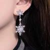 Shiny Snowflake Earrings for Women Unique Imitation Pearl Long Chain Rhinestone Retro Pendant Earrings Fashionable Jewelry