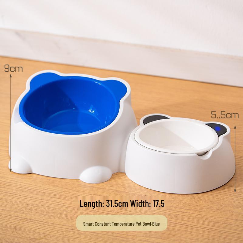 Ceramic Anti-Spill Temperature-Regulating Pet Bowl - Slanted Design for Cats and Dogs