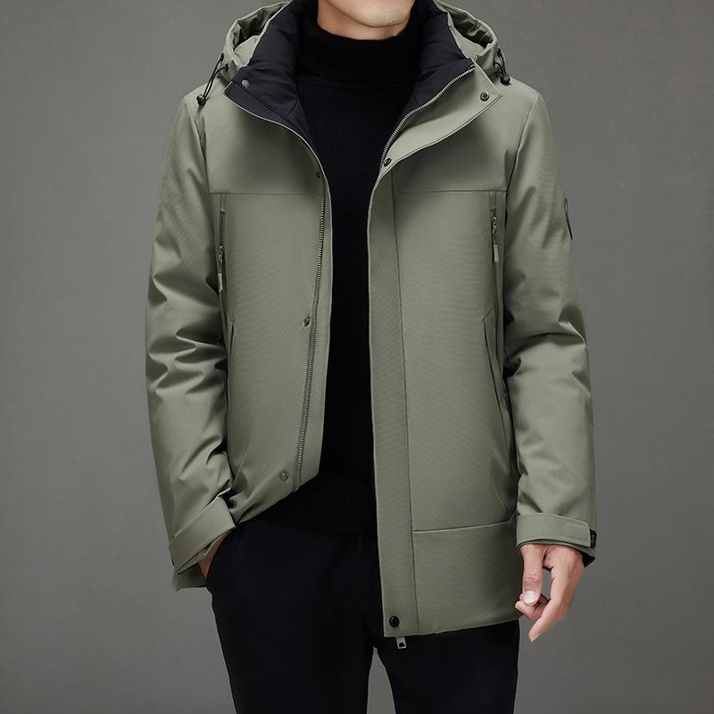 

Осенне-зимняя съемная шапка на утином пуху, теплая, деловая, утолщенная, молодежная, для отдыха на открытом воздухе, холодная куртка 195 зелёный