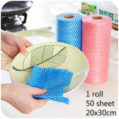 1 Roll Disposable Non-woven Fabric Dishcloth Wiping Rags Kitchen Cleaning Towels Size:20*30cm