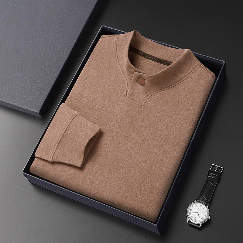 Double-sided Velvet Bottoming Shirt Men's Spring and Autumn Men's T-shirts with Long Sleeves and High Sense of Leisure Pullover Sweater Clothes