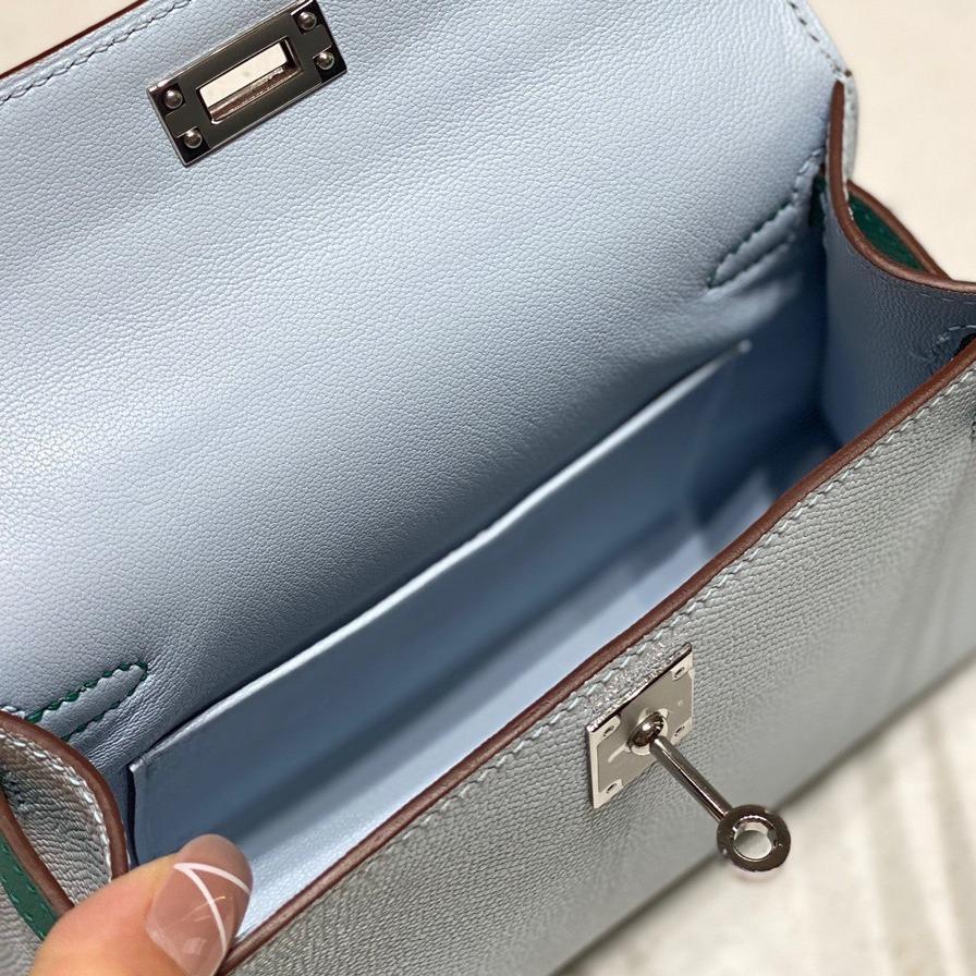 Haute Couture Palm Pattern KL Bag 25cm Second Generation Contrasting Color Half-hand Leather Shoulder Crossbody Bag Women's Mini