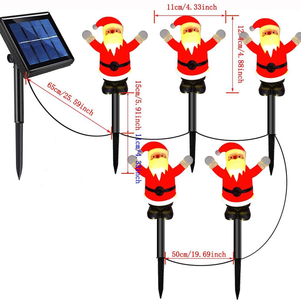 Solar Santa Claus LED Garden Stake Lights for Outdoor Lawn and Courtyard