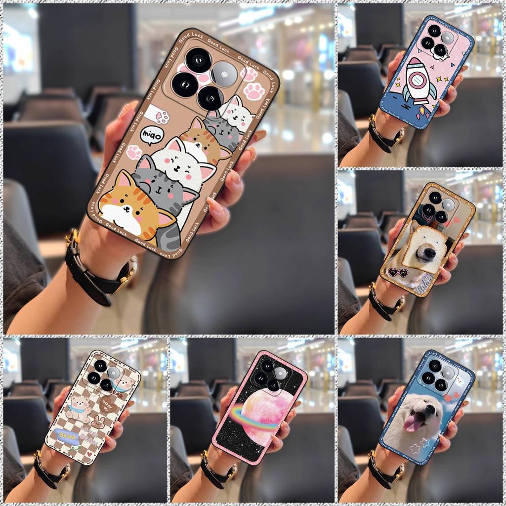 Silicone TPU Phone Case For Xiaomi 14T Pro Cartoon Protective Cute Anti-dust Shockproof Durable Soft Case Graffiti