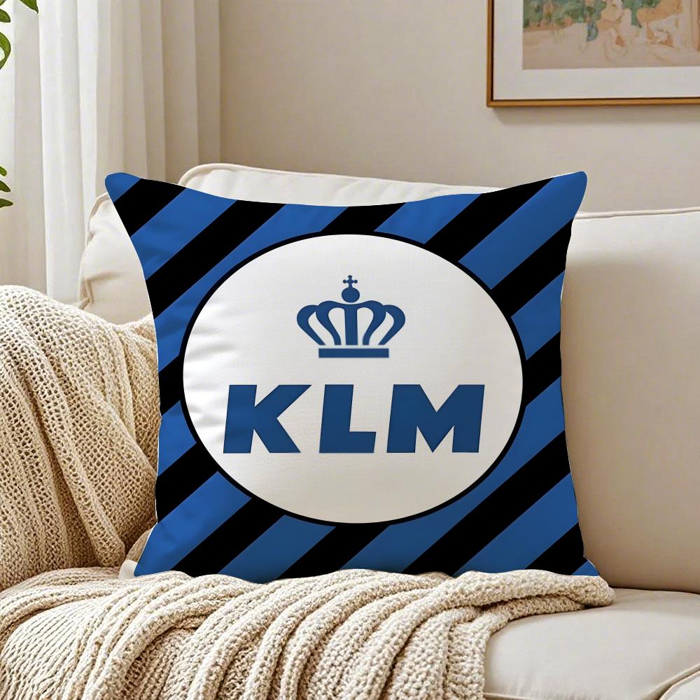 Netherlands Kklm Rroyal Dutch Airlines Cushion Cover Plush Pillow Case With Hidden Zipper Cutecore Room Decor For Home