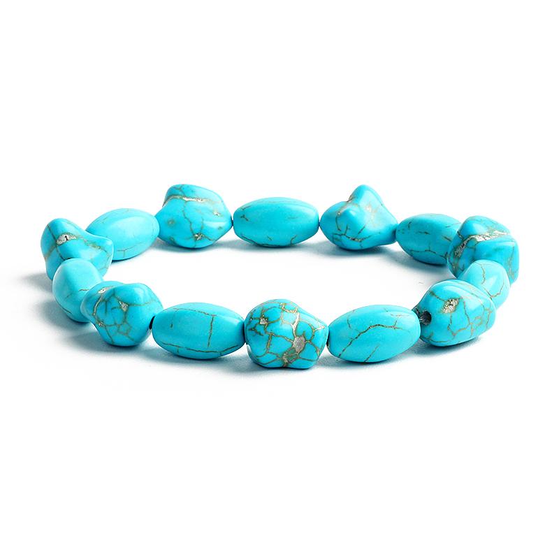 Bohemian Turquoises Beads Bracelets for Women Reiki Nature Stone Cube Cylinder Irregular Bracelets Healing Healthcare Jewelry
