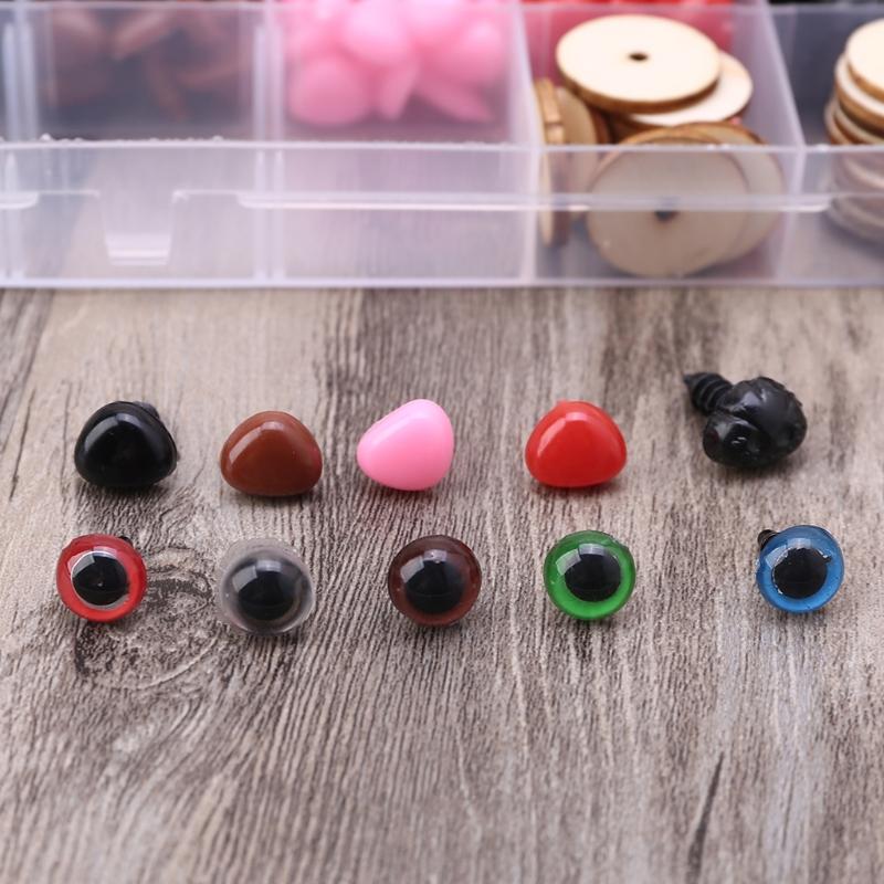Doll Eyeballs Noses and Rotatable Wooden Joints Half Round Plastic Eyes for DIY Doll Bear Crafts Halloween 748pc
