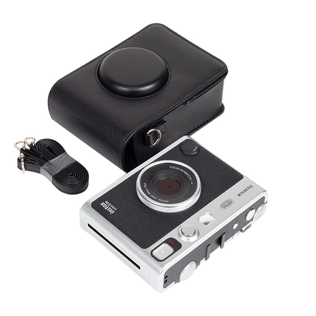 Khanka Black Leather Case Compatible Fujifilm Instax Evo Hybrid Instant Camera Instax Mini Evo INS MINI