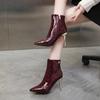 Summer Fashionable Pointed Toe Thin Heel Front Zipper New Short Boots Sexy Elegant High Heels Shoes for Women Chaussure Femme
