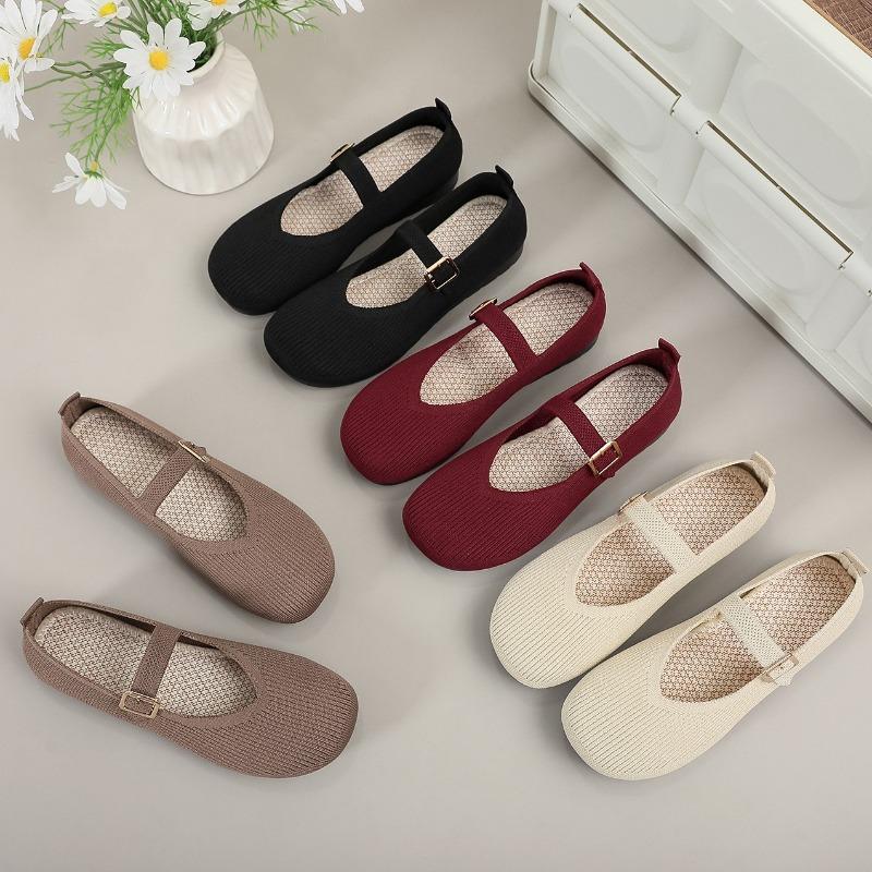 Old Beijing spring new women's casual shoes flying woven shoes breathable casual shoes non-slip versatile women's single shoes