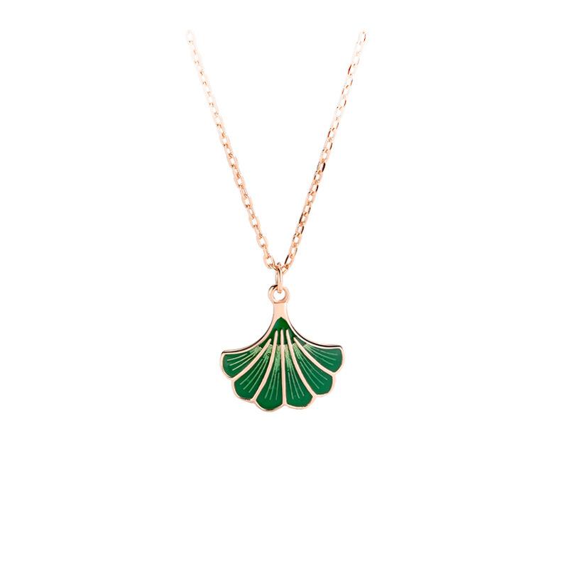 Apricot Leaf Small Skirt Necklace Korean Version Fashionable Simple Light Luxury Niche Collarbone Chain Pendant Accessories
