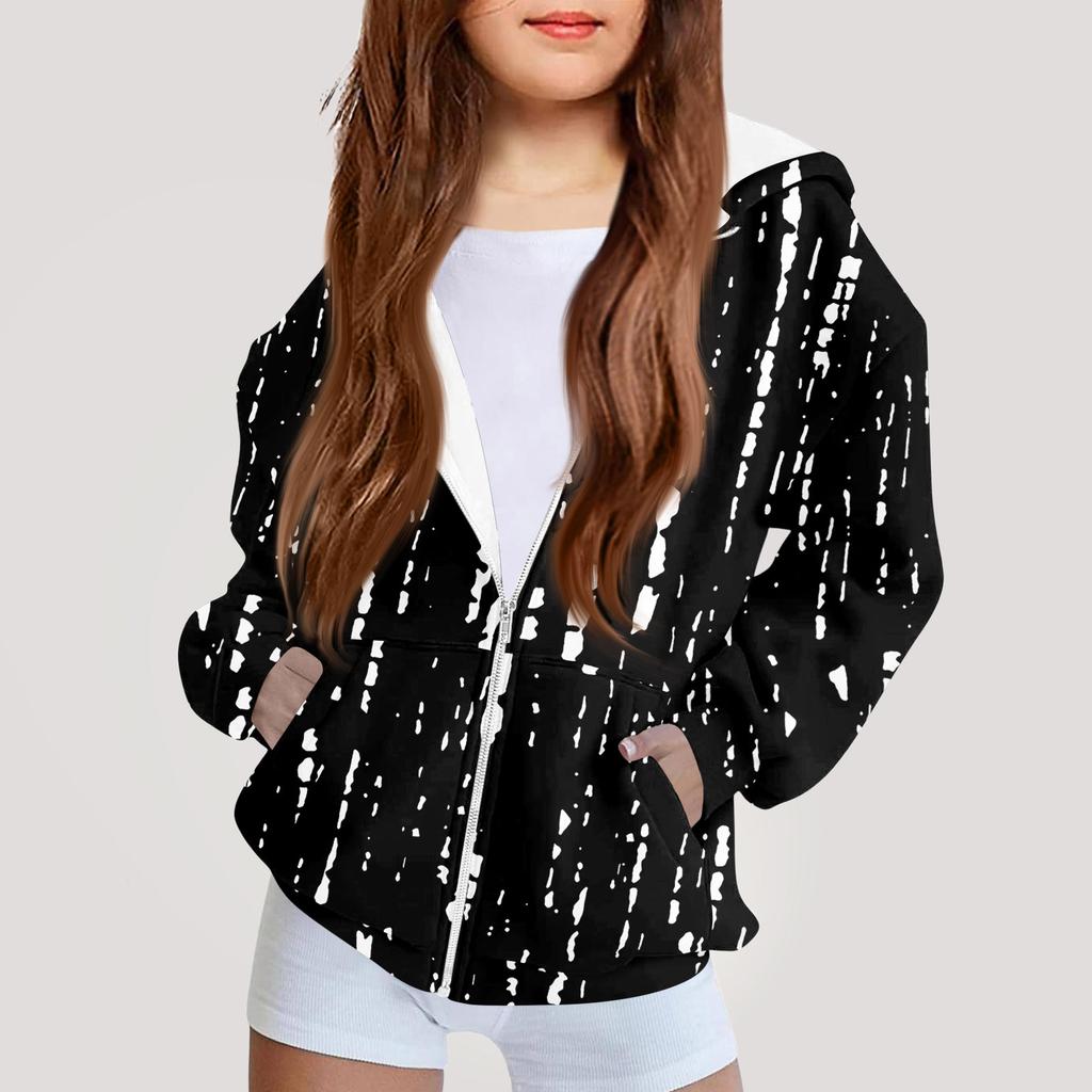 Moda dziecięca Bluza z kapturem z nadrukiem z długim rękawem Dziewczęca kurtka hoodie