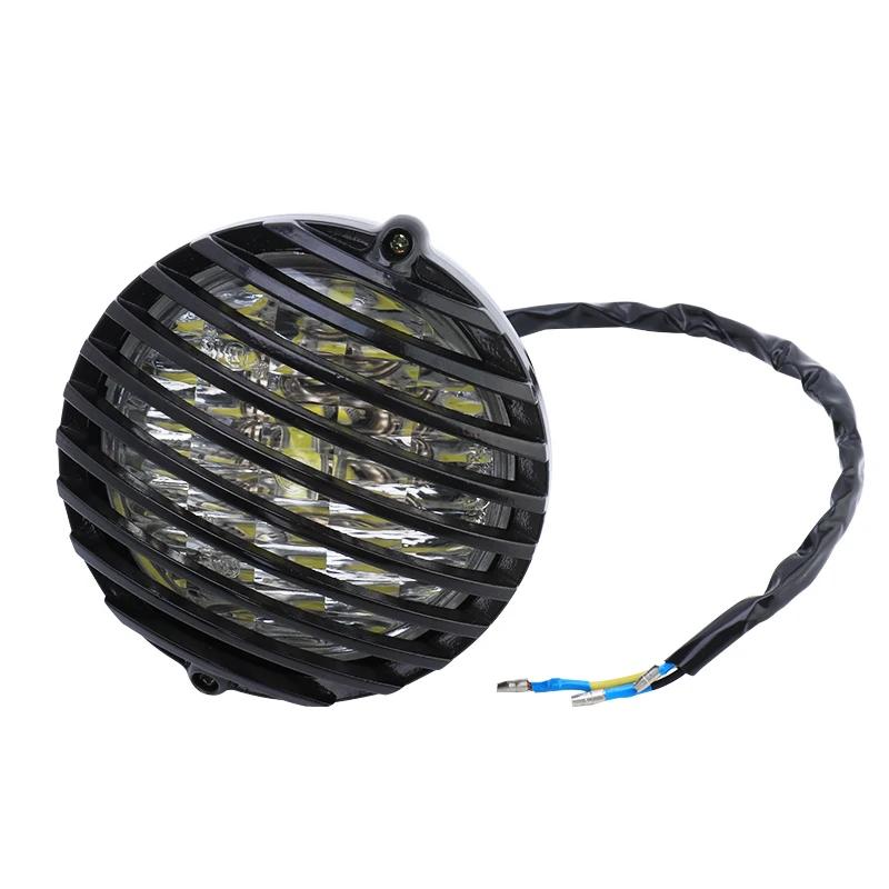 

Motorcycle Vintage Front Headlight Grill Cover High Low Beam Headlamp For Harley Honda Yamaha Suzuki Kawasaki Universal чёрный