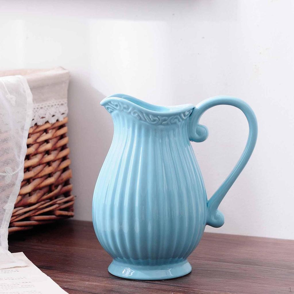 Keramikkrug Vase Pflanztopf Bauernhaus mit Griff Innen Dekokrug Blumenhalter für