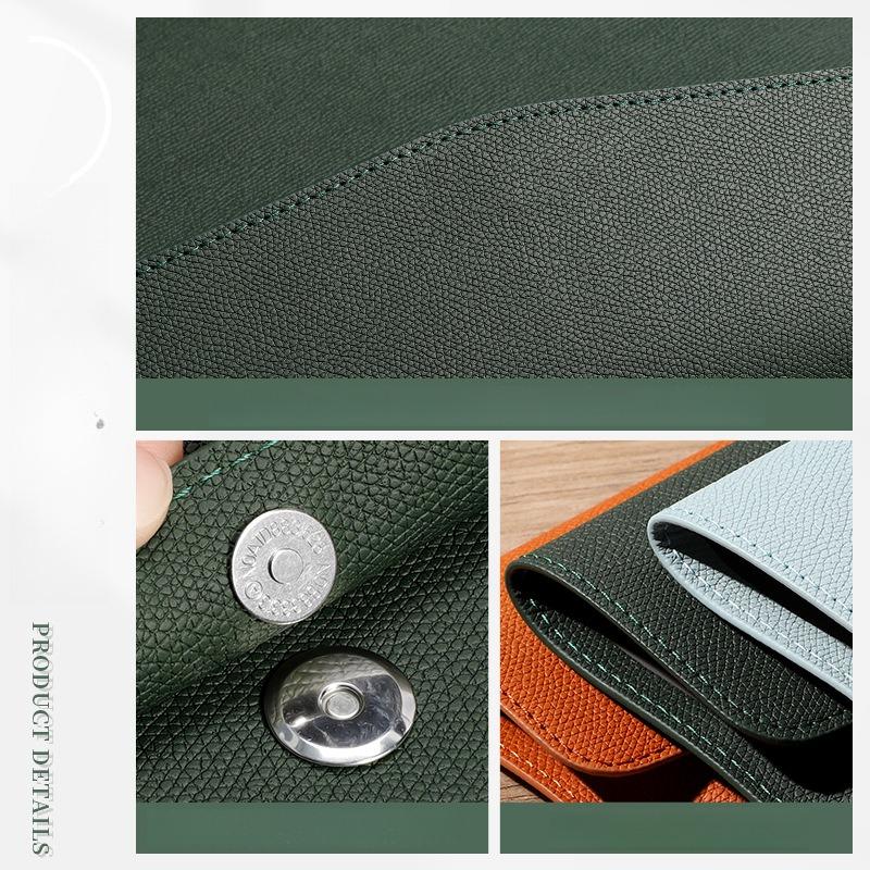 1PC Fashion A4 Leather Document Bag High-end Document Bag Information Bag Waterproof Business Office Snap Buckle Thickened Storage Bag