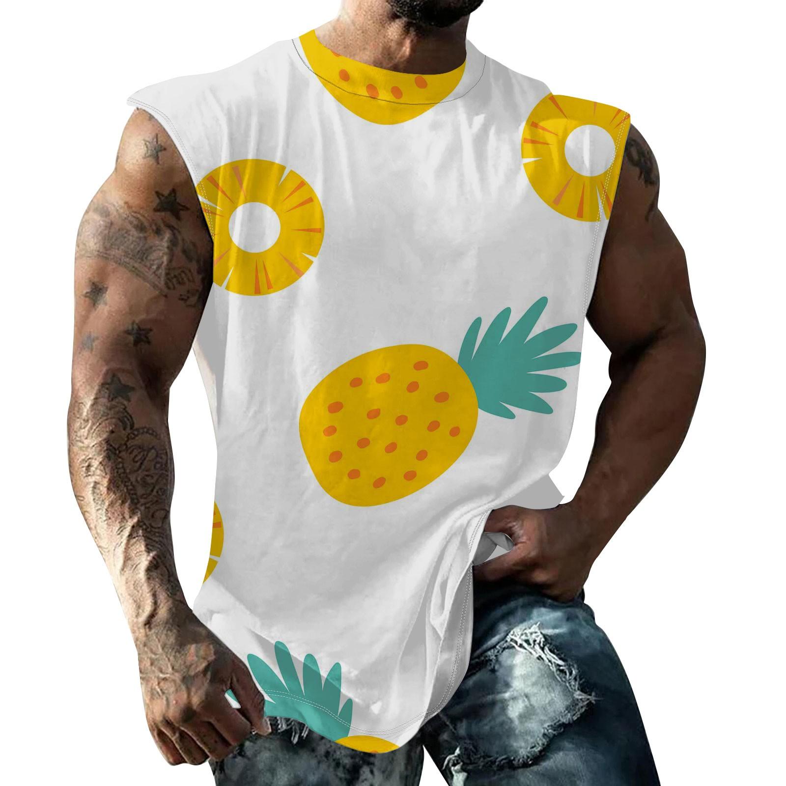 

Летний мужской однотонный поглощающий пот дышащий жилет без рукавов с принтом и расширяющимся плечом M золотой