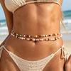 2pcs Set Bohemia Crushed Stone Bead Imitation Pearl Elastic Double Layer Waist Chain for Women Summer Sexy Bikini Body Jewelry
