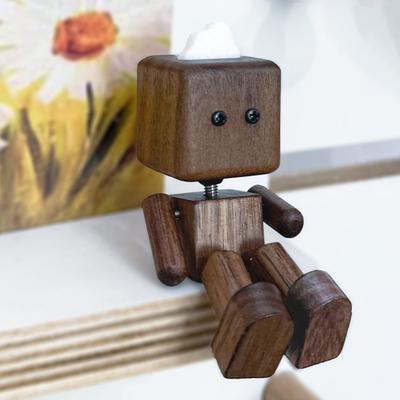 Wooden Man Figurine Handmade Wood Doll with Swing Feet Car Aromatherapy Ornament Wooden Art Piece Auto Decor