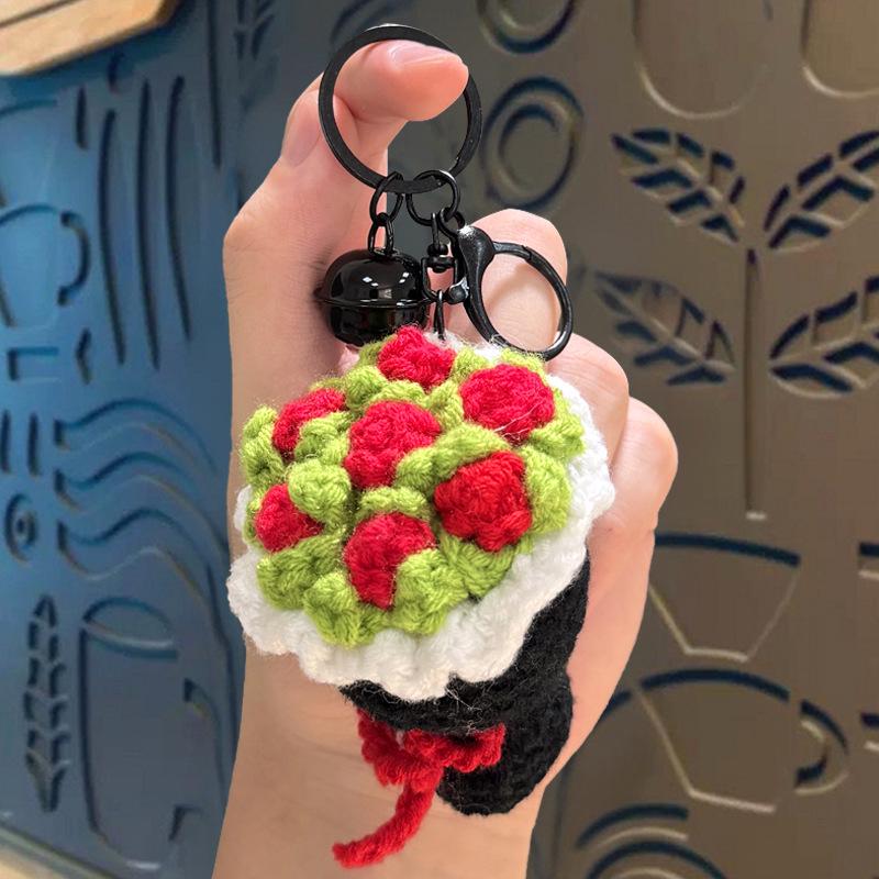 Handmade Crochet Rose Keychain Ornament - Valentine's Day Gift