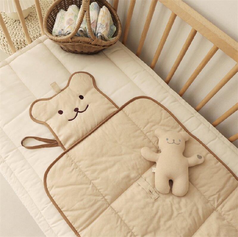 Korean Multifunctional Waterproof Smiling Bear Baby Changing Pad & Diaper Bag One Size