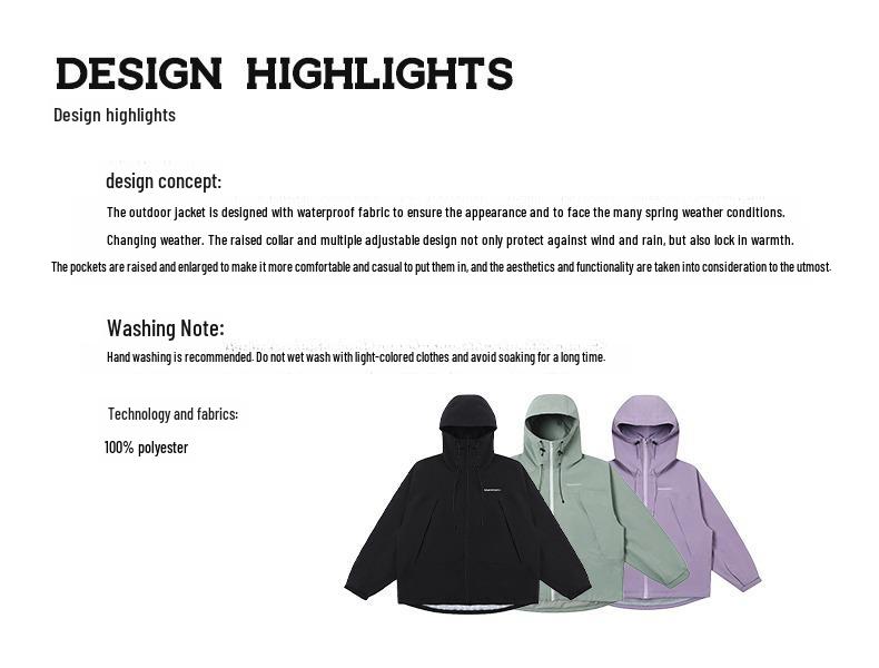 Men's American-Style Windproof & Waterproof Outdoor Jacket, Couple's Trendy Spring/Autumn Sportswear for Mountaineering