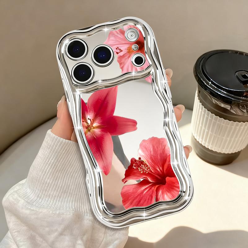 Lily Flowers Pattern Phone Case For iPhone 17 Pro Max Air 16e 16 15 14 13 Pro Max 12 11 Shockproof Luxury Plating Soft TPU Cover