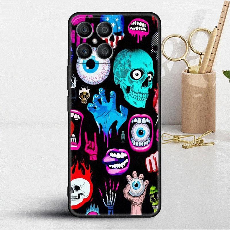 Retro Skull Butterfly Case For Honor X8 X8a 90 X9a 8X 70 50 20 Magic5 Pro 9X P60 P50 Black Soft Phone Funda