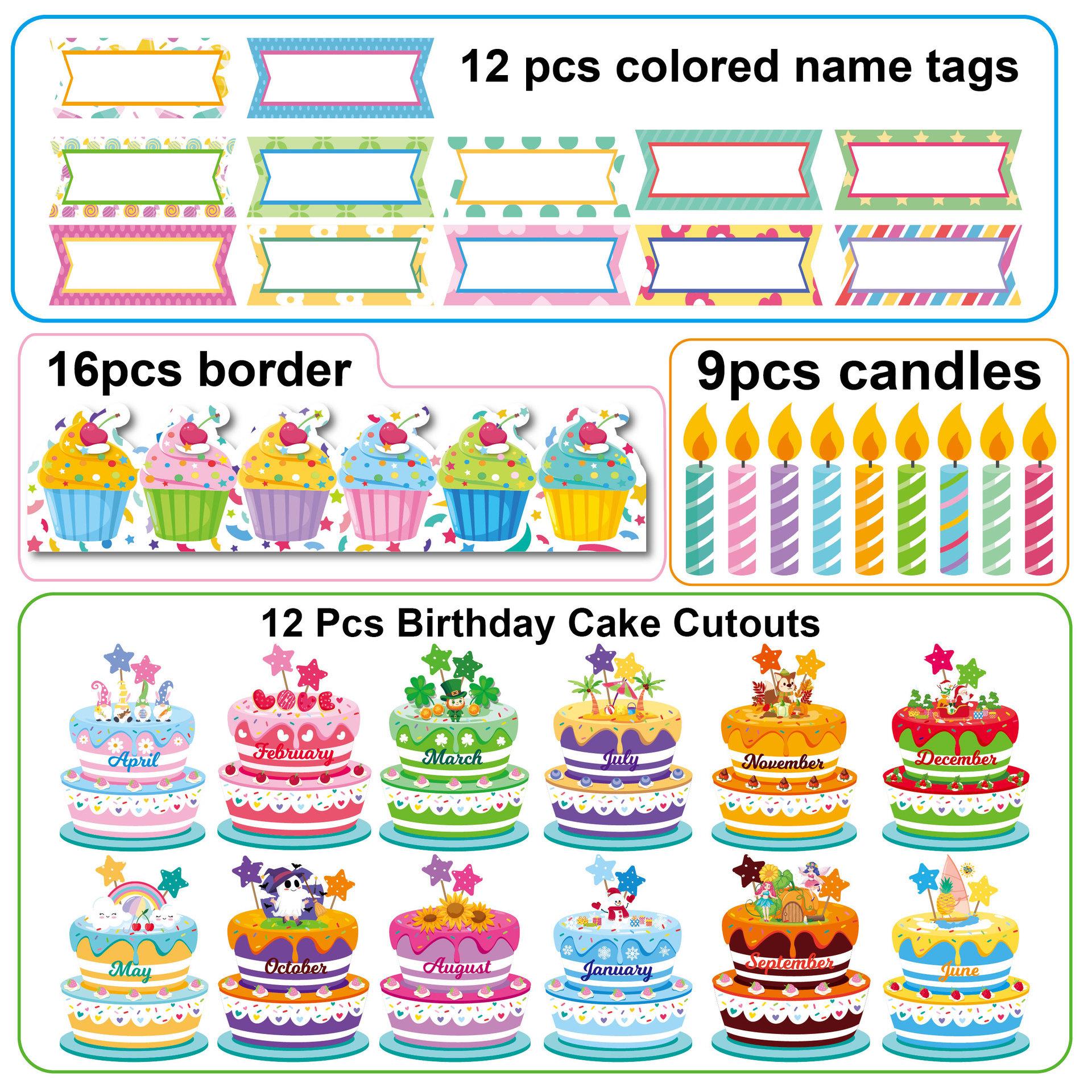 

С днем рождения набор для доски объявлений торт свеча воздушный шар с клеевыми точками фоновая ткань украшение для вечеринки наклейки на стену