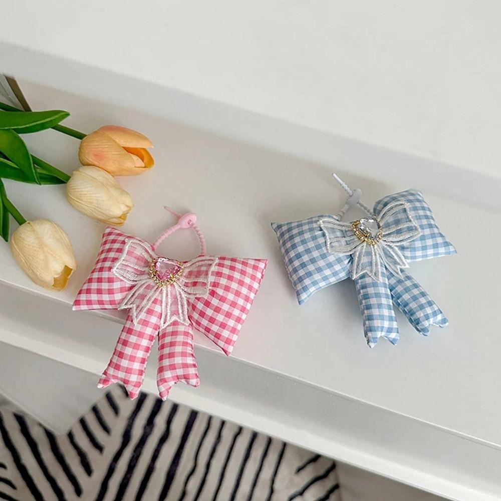 

Cloth Bowknot Bag Pendant Rhinestone Phone Chains Sweet Bow Keychain Girls
