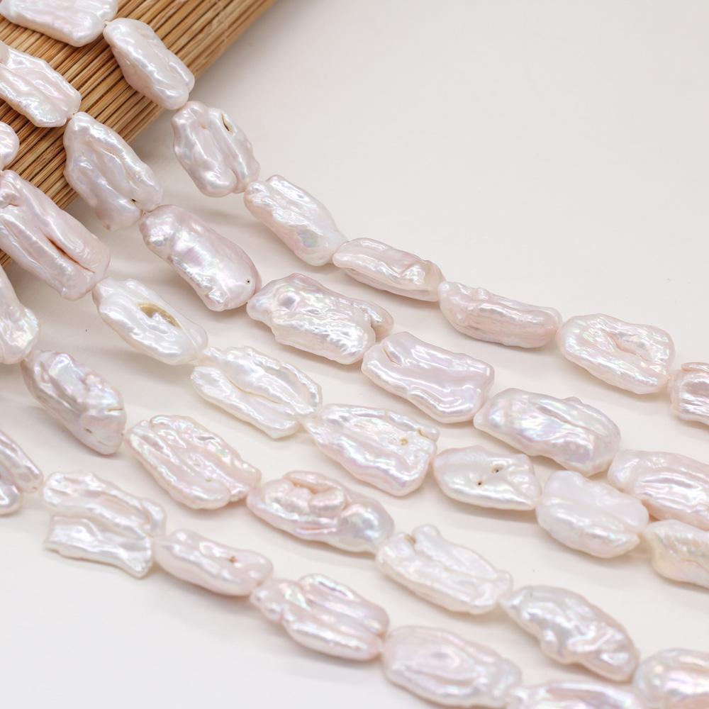 1String, Irregular Baroque Pearls, White Natural Freshwater Pearl Beads, 12×23–15×25 mm, for DIY Necklace Bracelet Accessories, Jewelry Making, 36cm