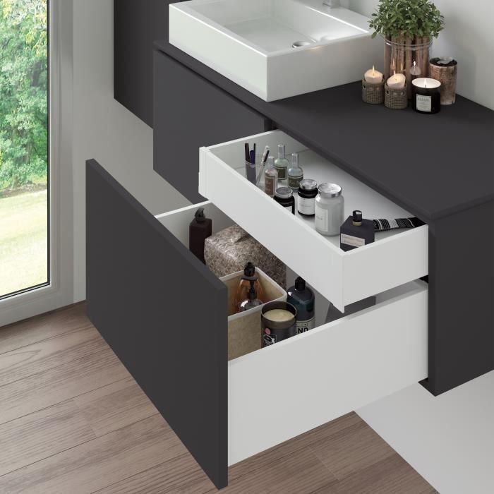 Emuca Tiroir extérieur Vertex avec réglages 3D hauteur 93mm, 40kg, profondeur 350mm, Acier, Peint en blanc