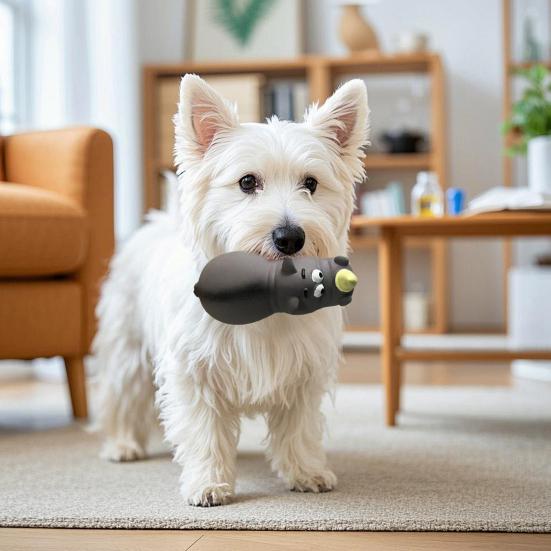 Pet Toys Rhino Shape Toy with Sound Design Flexible Bite-Resistant Latex Dog Toy Teeth Cleaning Relieve Anxiety Chew Toy