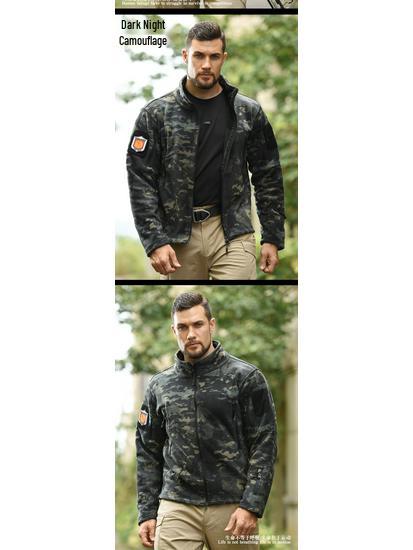 Hanye Men's Tactical Fleece Windbreaker with Stand-Up Collar for City Commuting