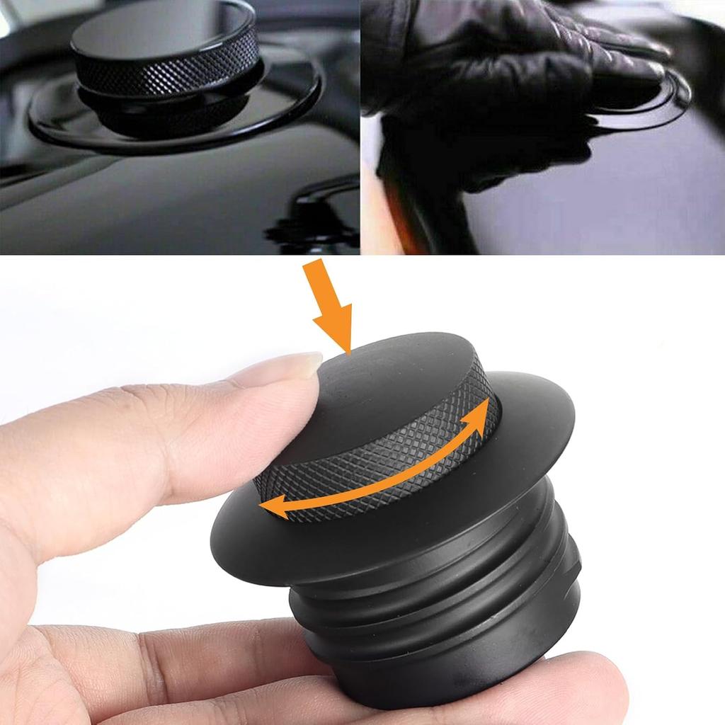 Motorcycle Fuel Tank Pop-Up Gas Cap CNC Flush Pop Up Gas Oil Tank Cap Fit for H-arley Sportster XL Tour Road King Softail Dyna 1992-up (Black)