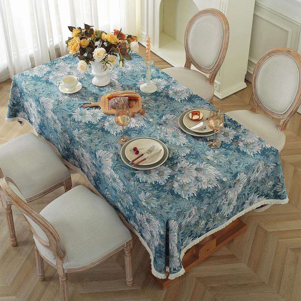 Tovaglia Stile Pittura a Olio Retrò Tovaglia da Tavolo da Cucina Copritavolo Rettangolare in Cotone Lino Jacquard Tovaglie Rettangolari Copritavolo da Tavola da Pranzo