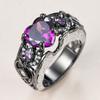 Personalized Angel Wings Four Claws Love Purple Zircon Edge Set with White Diamond Ring