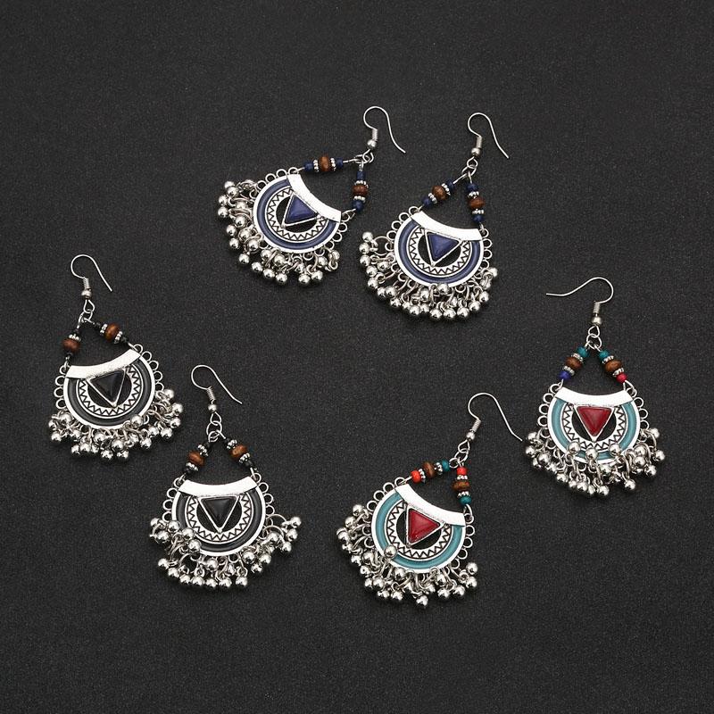 Boho Vintage Drop Dangle Beads Tassel Earrings For Women Handmade Triangle Geometric Bohemian Earings Fashion Jewelry Bijoux