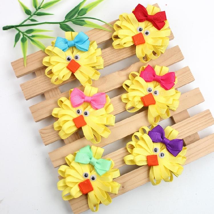 Lovely Hair Barrette Easter Festival Bunnies/Chick Hair Clip with Bowknot For Little Girl and Adult Holiday Theme Headwear